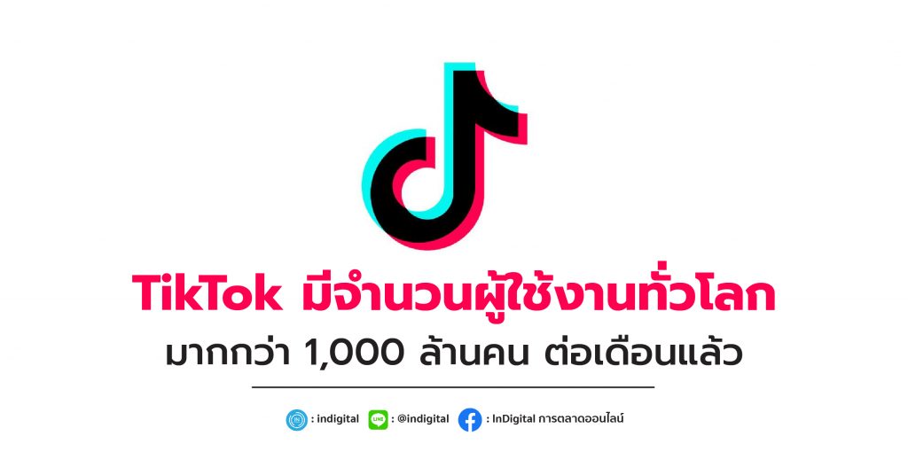 TikTok มีจำนวนผู้ใช้งานทั่วโลกมากกว่า 1,000 ล้านคน ต่อเดือนแล้ว